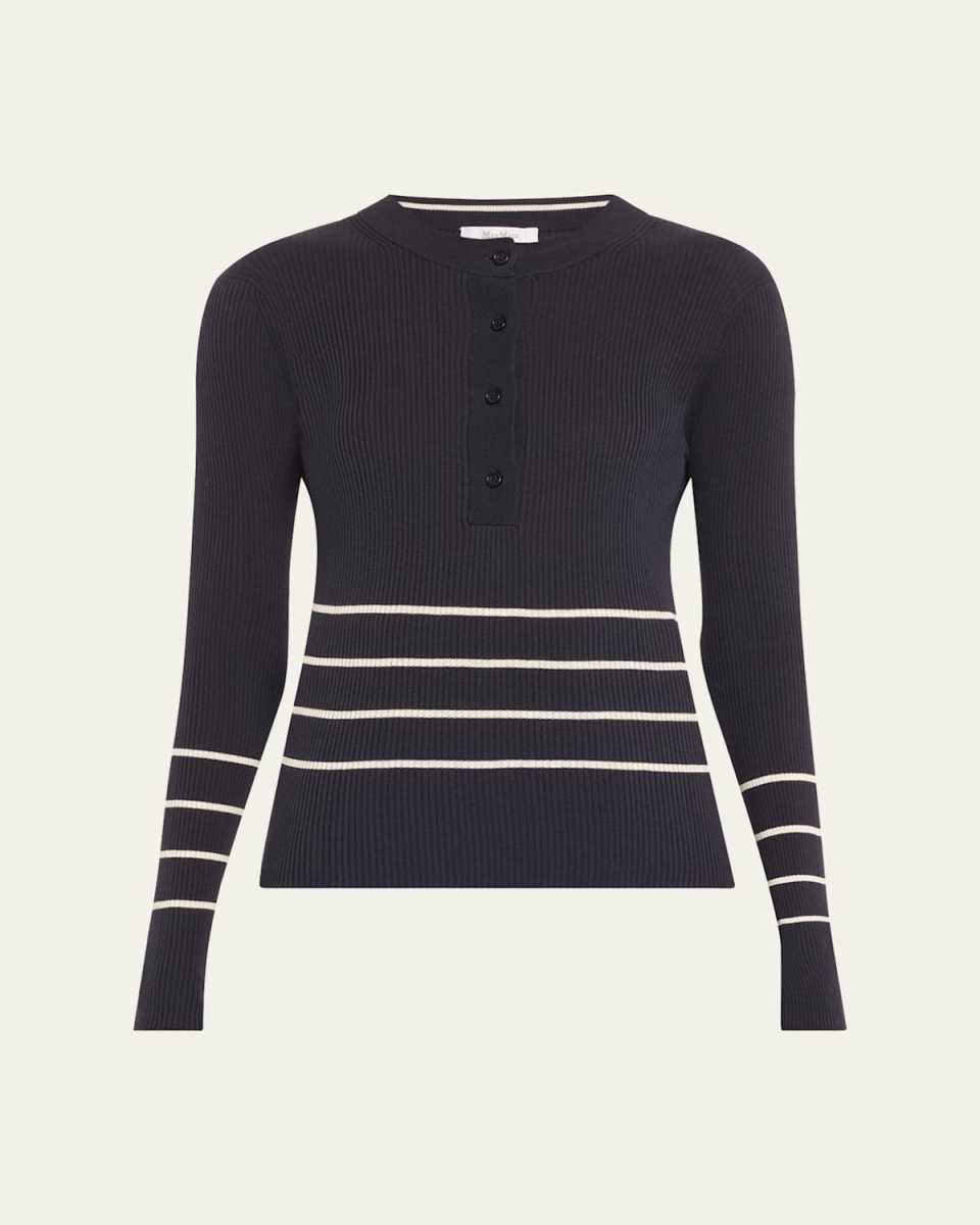 Sibari Stripe Henley Fitted Top